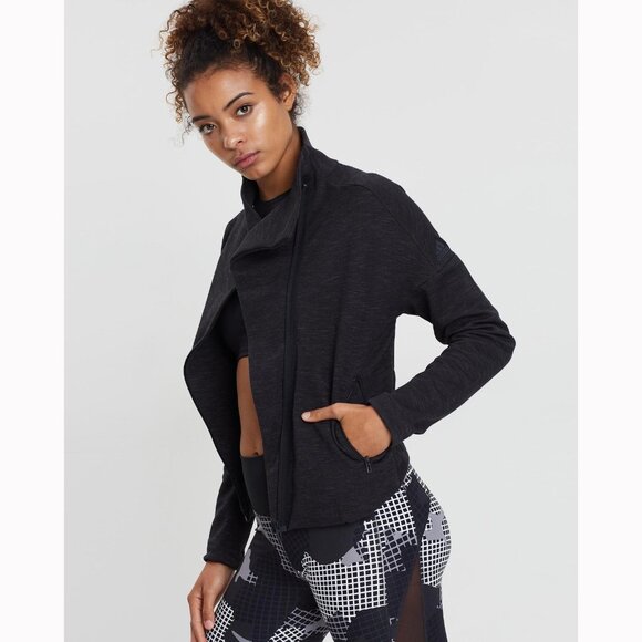 Adidas Women's Heart Racer Track Heathered Charcoal Grey Jacket - Picture 4 of 11